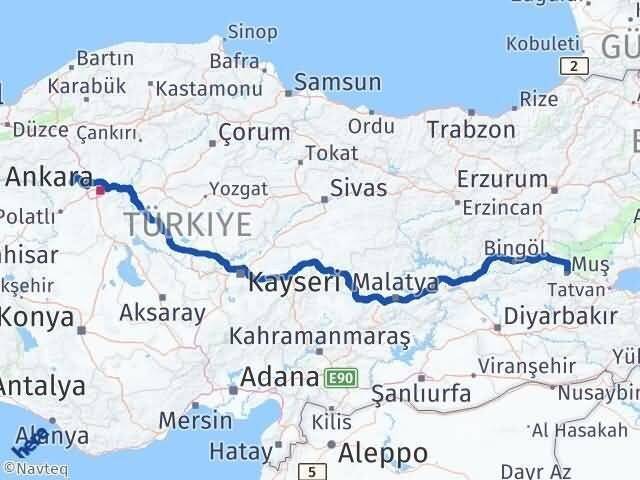 Ankara Ayaş Muş Arası Kaç Km - Yol Haritası