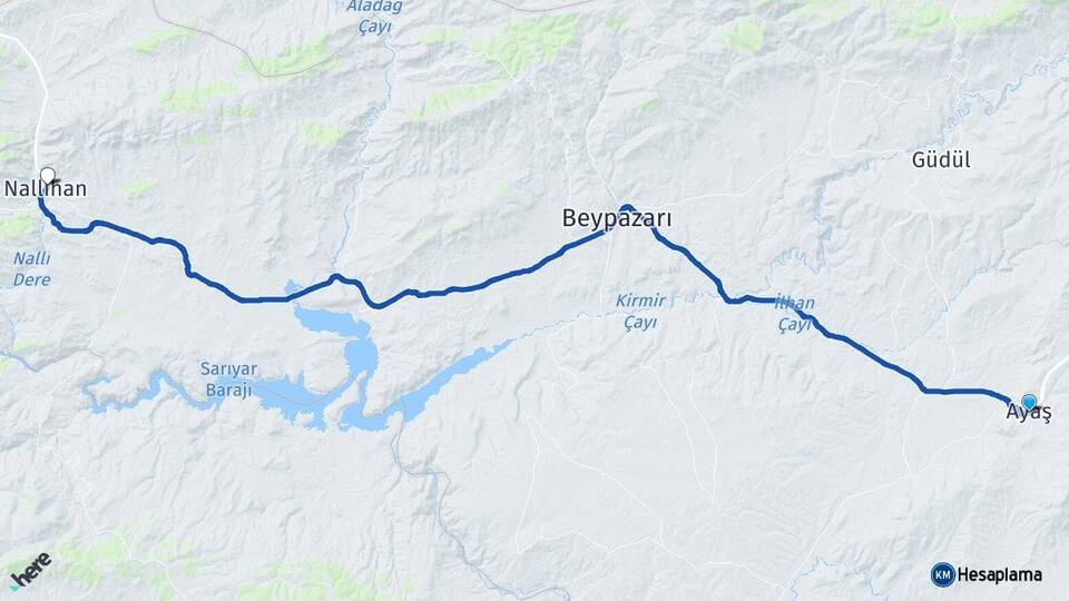 Ankara Ayaş Nallıhan Arası Kaç Km - Yol Haritası