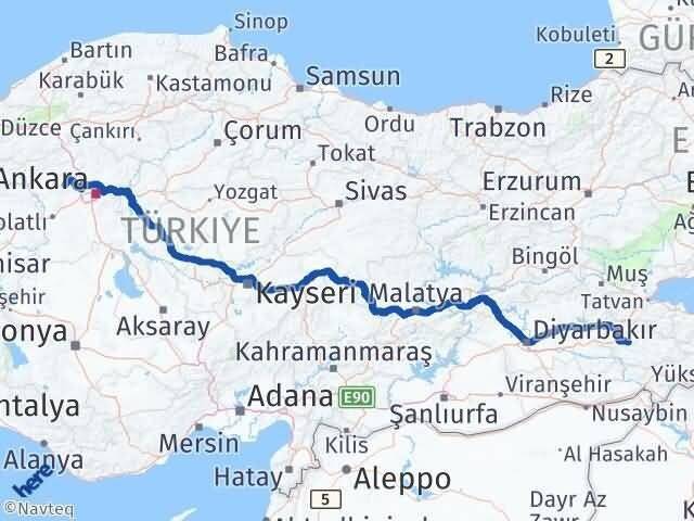 Ankara Ayaş Siirt Arası Kaç Km - Yol Haritası