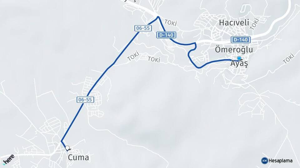 Ankara Ayaş Sinanlı Ayaş Arası Kaç Km - Yol Haritası