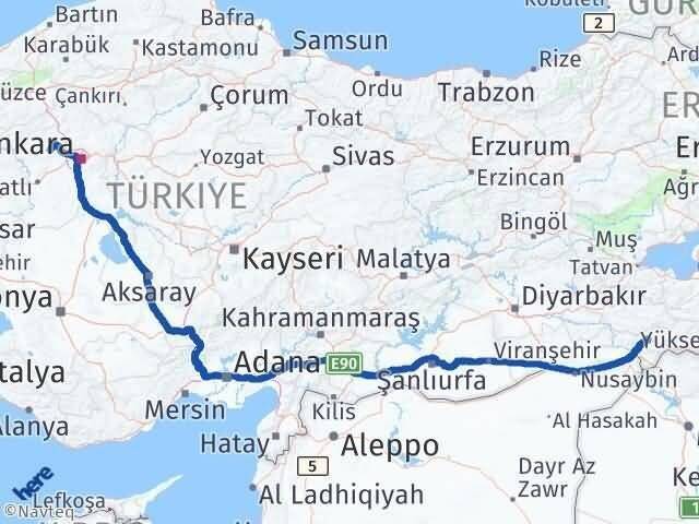 Ankara Ayaş Şırnak Arası Kaç Km - Yol Haritası