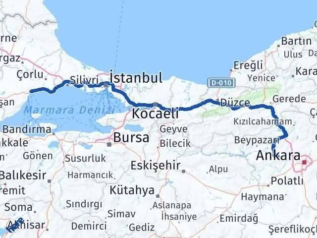 Ankara Ayaş Tekirdağ Arası Kaç Km - Yol Haritası