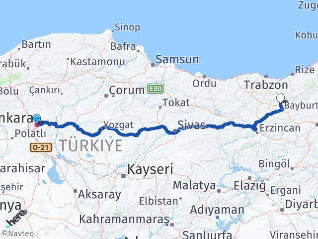 Ankara Aydıntepe Bayburt Arası Kaç Km - Yol Haritası
