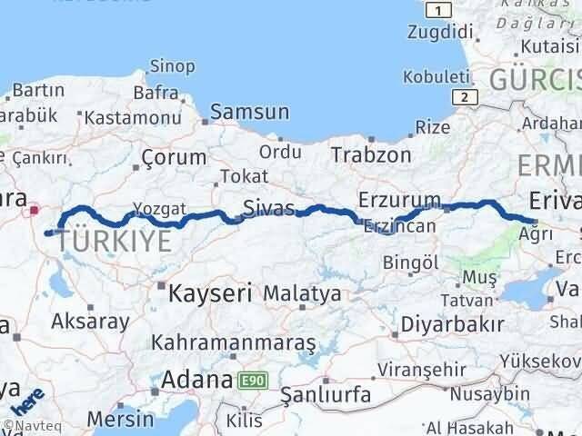 Ankara Bala Ağrı Arası Kaç Km - Yol Haritası