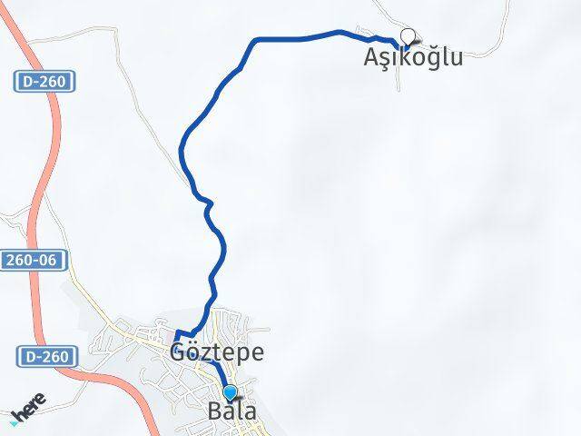Ankara Bala Aşıkoğlu Bala Arası Kaç Km - Yol Haritası