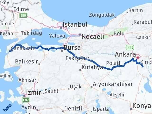 Ankara Bala Çanakkale Arası Kaç Km - Yol Haritası