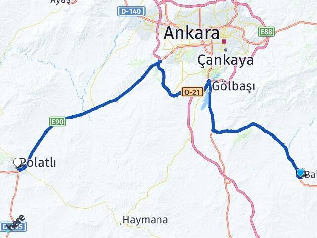Hamidiye Polatlı YHT Garı Arası Kaç Km - Yol Tarifi
