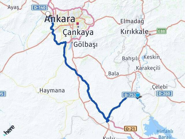Kesikköprü Kızılırmak Sincan YHT Garı Arası Kaç Km - Yol Tarifi