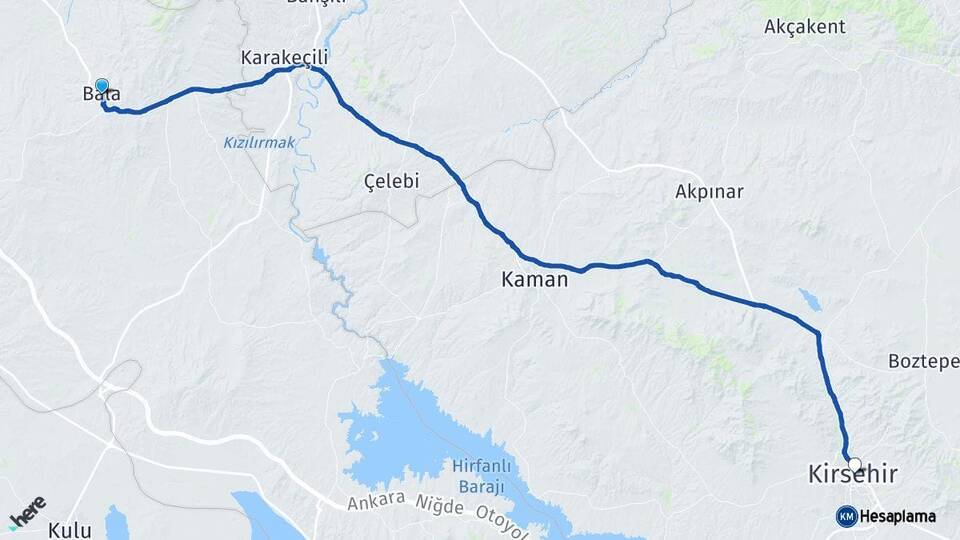 Ankara Bala Kırşehir Arası Kaç Km - Yol Haritası