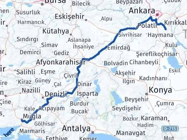 Ankara Bala Muğla Arası Kaç Km - Yol Haritası