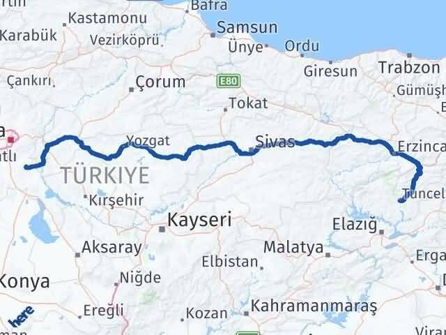 Ankara Bala Tunceli Arası Kaç Km - Yol Haritası