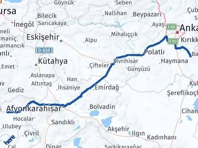 Ankara Bala Uşak Arası Kaç Km - Yol Haritası