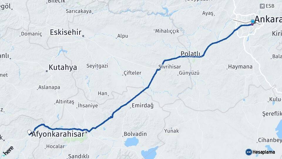 Ankara Banaz Uşak Arası Kaç Km - Yol Haritası
