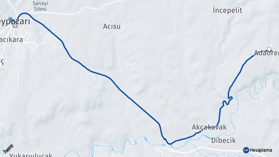 Ankara Beypazarı Adaören Beypazarı Arası Kaç Km - Yol Haritası