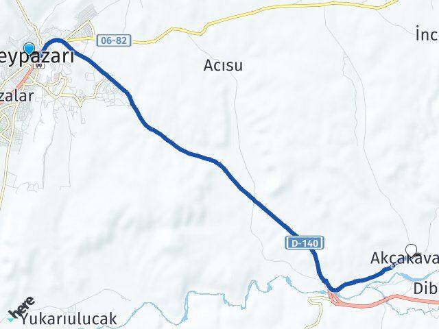 Ankara Beypazarı Akçakavak Beypazarı Arası Kaç Km - Yol Haritası