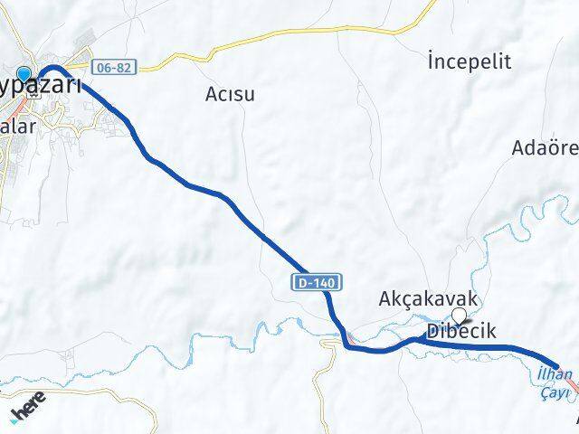 Ankara Beypazarı Dibecik Beypazarı Arası Kaç Km - Yol Haritası