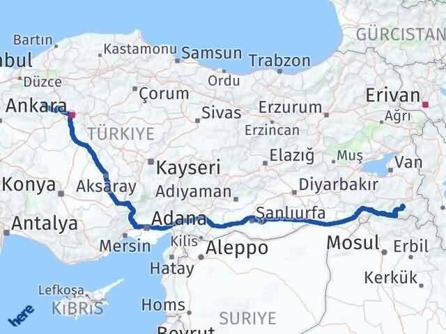 Ankara Beypazarı Hakkari Arası Kaç Km - Yol Haritası