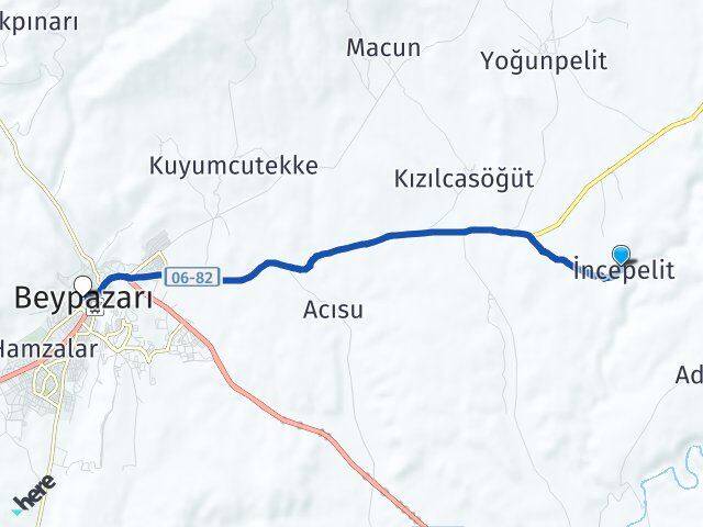 İncepelit Beypazarı Arası Kaç Km - Yol Tarifi
