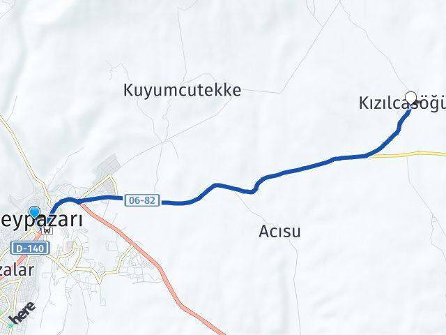 Ankara Beypazarı Kızılcasöğüt Beypazarı Arası Kaç Km - Yol Haritası