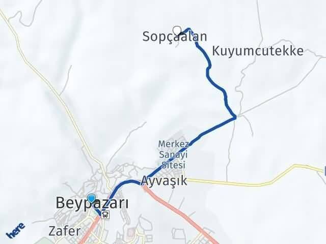 Ankara Beypazarı Sopçaalan Beypazarı Arası Kaç Km - Yol Haritası