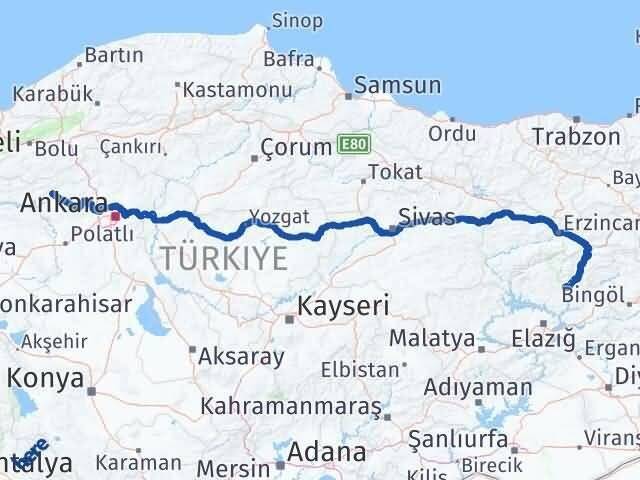 Ankara Beypazarı Tunceli Arası Kaç Km - Yol Haritası
