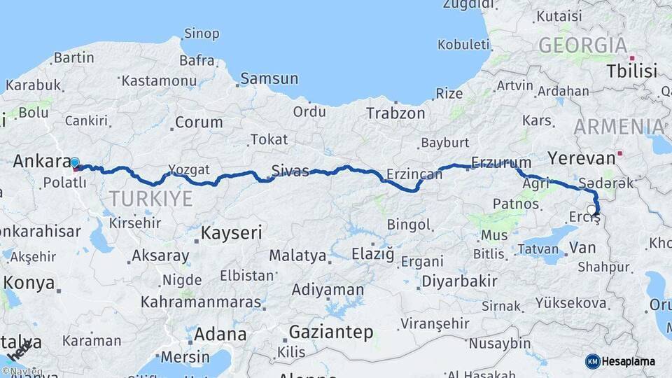 Ankara Çaldıran Arası Kaç Km - Yol Tarifi