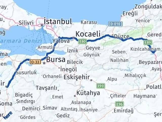 Ankara Çamlıdere Balıkesir Arası Kaç Km - Yol Haritası