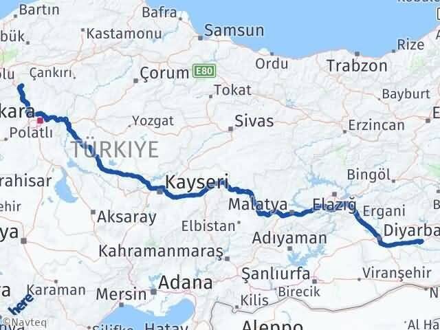 Ankara Çamlıdere Batman Arası Kaç Km - Yol Haritası