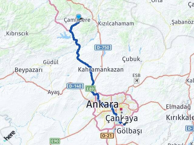 Beyler Yıldırım Beyazıt Üniversitesi Arası Kaç Km - Yol Tarifi