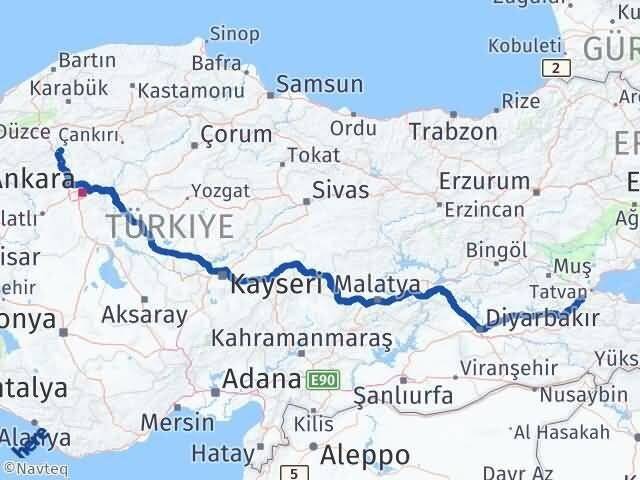 Ankara Çamlıdere Bitlis Arası Kaç Km - Yol Haritası