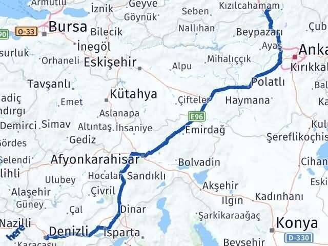 Ankara Çamlıdere Denizli Arası Kaç Km - Yol Haritası