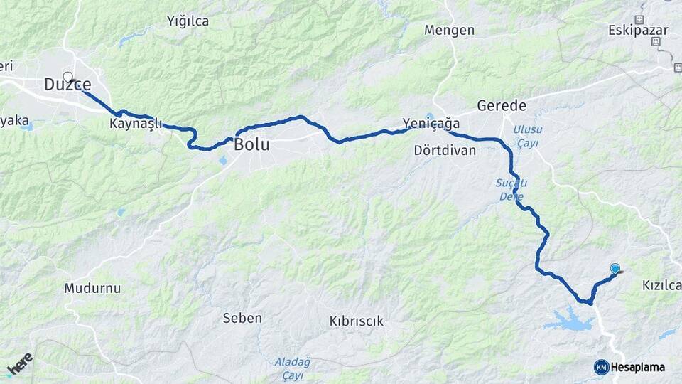 Ankara Çamlıdere Düzce Arası Kaç Km - Yol Haritası
