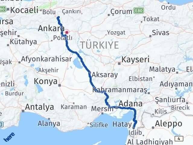 Ankara Çamlıdere Hatay Arası Kaç Km - Yol Haritası