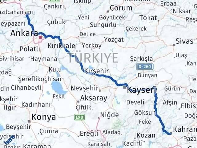 Ankara Çamlıdere Kahramanmaraş Arası Kaç Km - Yol Haritası