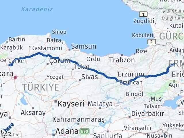 Ankara Çamlıdere Kars Arası Kaç Km - Yol Haritası