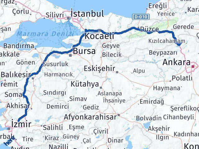 Ankara Çamlıdere Manisa Arası Kaç Km - Yol Haritası