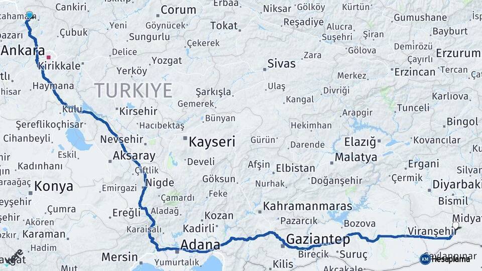 Ankara Çamlıdere Mardin Arası Kaç Km - Yol Haritası