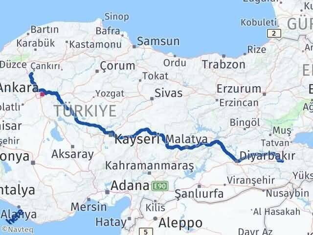 Ankara Çamlıdere Siirt Arası Kaç Km - Yol Haritası