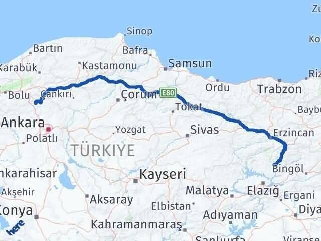Ankara Çamlıdere Tunceli Arası Kaç Km - Yol Haritası