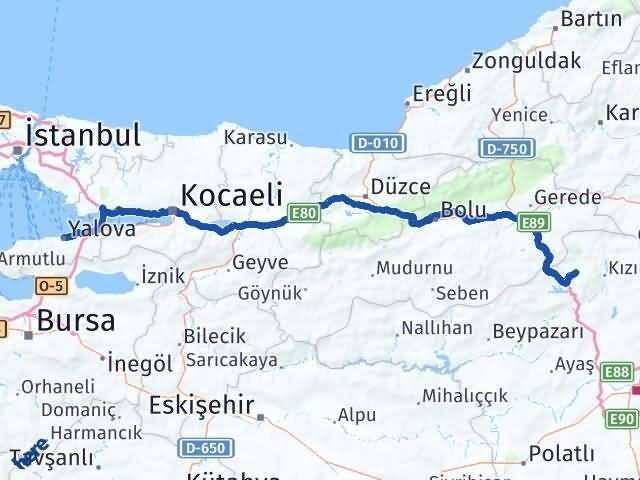 Ankara Çamlıdere Yalova Arası Kaç Km - Yol Haritası