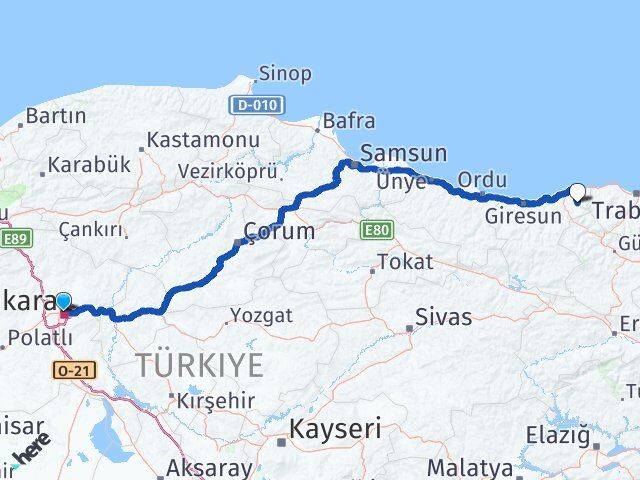 Ankara Çanakçı Giresun Arası Kaç Km - Yol Haritası