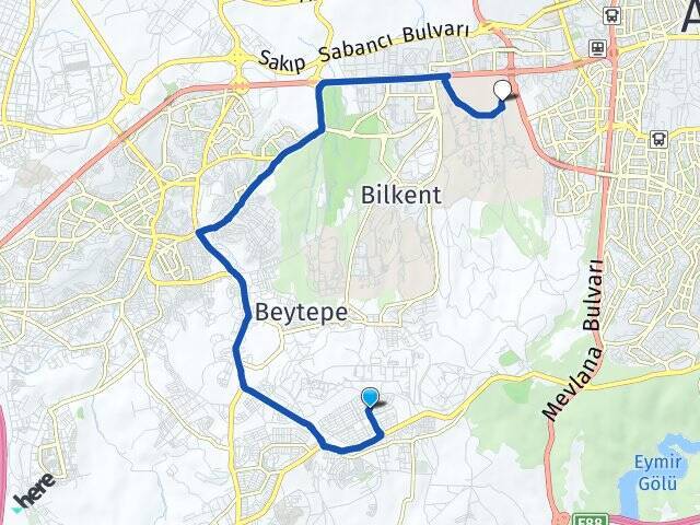 Ahlatlıbel Orta Doğu Teknik Üniversitesi (ODTÜ) Arası Kaç Km - Yol Tarifi
