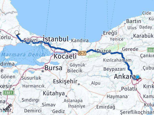 Anıttepe Çerkezköy Arası Kaç Km - Yol Tarifi