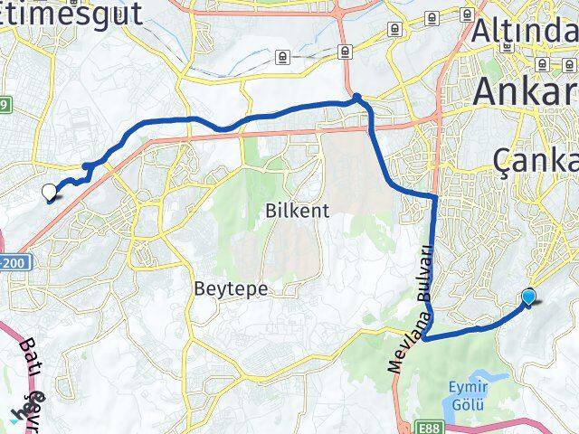 Aşağı Dikmen Başkent Üniversitesi Arası Kaç Km - Yol Tarifi