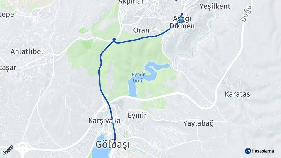 Aşağı Dikmen Gölbaşı Arası Kaç Km - Yol Tarifi