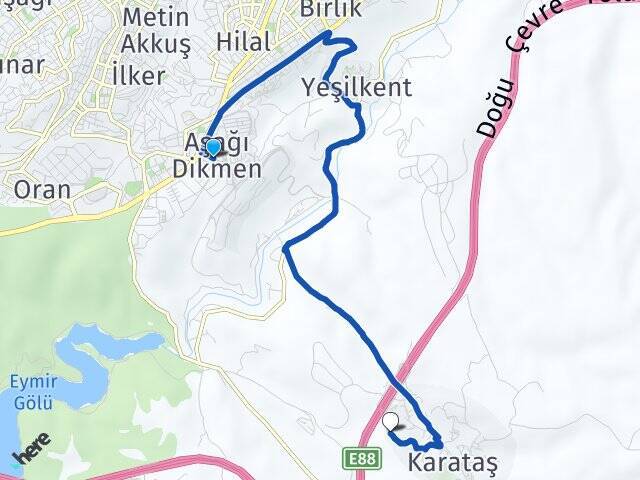 Aşağı Dikmen Yıldırım Beyazıt Üniversitesi Arası Kaç Km - Yol Tarifi
