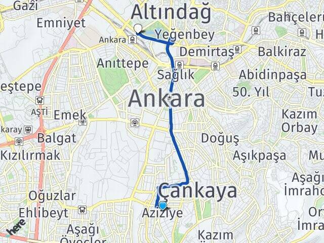 Aziziye Ankara Tren Garı Arası Kaç Km - Yol Tarifi