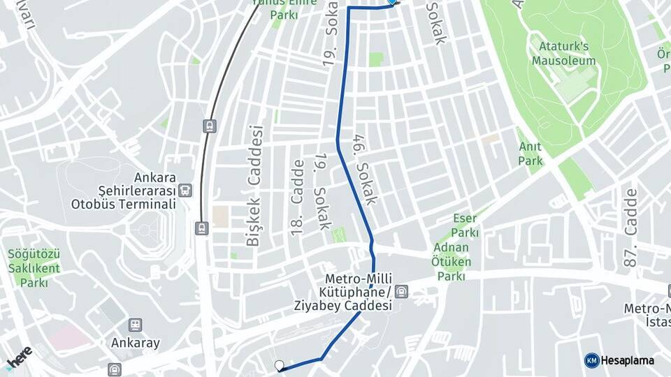 Ankara Çankaya Bahçelievler Balgat Çankaya Arası Kaç Km - Yol Haritası