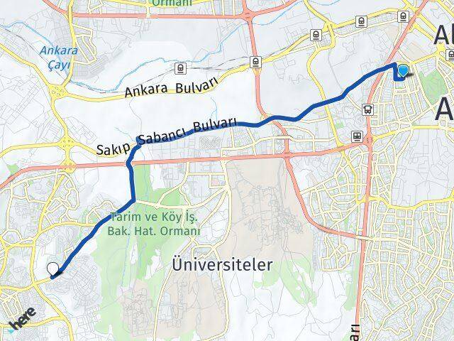 Ankara Çankaya Bahçelievler Çayyolu Çankaya Arası Kaç Km - Yol Haritası