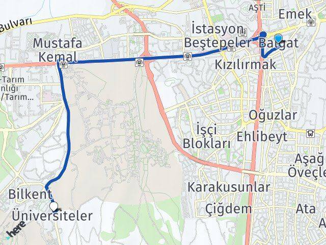 Balgat Üniversiteler Arası Kaç Km - Yol Tarifi